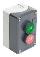 xald225 Schneider Electric Spring Return Push Button Control Station - 1NO/1NC, Polycarbonate, 2 Cutouts, Red/Green,