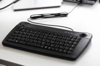 136-9673 RS PRO Wired USB Trackball Mini Keyboard, QWERTY (UK), Black