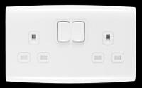 alf4356whw Contactum White 2 Gang Plug Socket, 2 Poles, 13A, Indoor Use