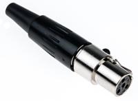 ta4fx Switchcraft Cable Mount XLR Connector, Female, 125 V ac, 4 Way, Silver Plating