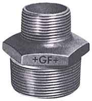 770245227 Georg Fischer Galvanised Malleable Iron Fitting Reducer Hexagon Nipple, Male BSPT 1-1/4in to Male BSPT 1in