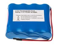 144-9409 RS PRO 3.7V Lithium-Ion Rechargeable Battery Pack, 10.4Ah - Pack of 1