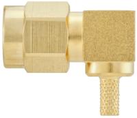 32s207-302l5 Rosenberger SMA Series, Plug Cable Mount SMA Connector, 50Ω, Crimp Termination, Right Angle Body