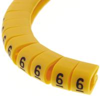 812-0953 RS PRO Slide On Cable Markers, Black on Yellow, Pre-printed "6", 3.6 → 7.4mm Cable