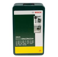 2607019446 Bosch 25-Piece Twist Drill Bit Set for Metal, 13mm Max, 1mm Min, HSS-R Bits