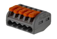 222-415 WAGO 222 Series Lever Connector, 5-Way, 32A, 28 → 12 AWG Wire, Cage Clamp Termination
