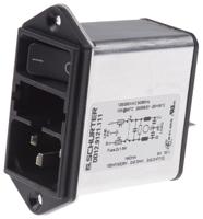 dd129121111 Schurter 10A, 250 V ac Male Panel Mount Filtered IEC Connector 2 Pole DD12.9121.111, Quick Connect Terminals 6.3 x 0.8