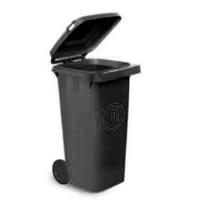 236-4383 RS PRO 120L Black Flip Polypropylene Dustbin