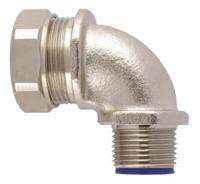 ltp20-m20-c90 Flexicon 90° Elbow, Conduit Fitting, 20mm Nominal Size, M20, Nickel Plated Brass IP66, IP67, IP68, IP69K rating