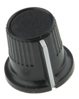 259-6812 RS PRO 11.6mm Black Potentiometer Knob for 3.2mm Shaft Splined