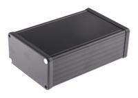 1455n1601bk Hammond 1455 Series Black Aluminium Enclosure, IP54, Black Lid, 160 x 103 x 53mm