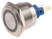 811-8547 RS PRO Illuminated Push Button Switch, Momentary, Panel Mount, 22mm Cutout, SPDT, Green LED, 250V ac, IP65, IP67