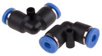 916-0889 RS PRO Elbow Tube-toTube Adaptor, Push In 4 mm to Push In 4 mm, Tube-to-Tube Connection Style