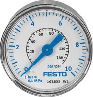 ma-63-1-14-en Festo G 1/4 Analogue Pressure Gauge 1bar Back Entry 63mm Outside Diameter