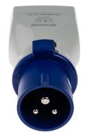 610375 Scame IP20 Blue 1 x 2P + E, 1 x 2P + E Industrial Power Connector Adapter Plug, Socket, Rated At 13A, 250 V
