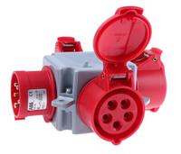 2cma168124r1000-416t6 Amphenol Industrial, Easy & Safe IP44 Red 1 x 3P + N + E, 3 x 3P + N + E Industrial Power Connector Adapter Plug,