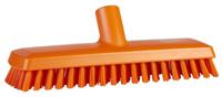 70417 Vikan Very Hard Bristle Orange Deck Brush, 24mm bristle length, Polyester, Polypropylene, Stainless Steel bristle