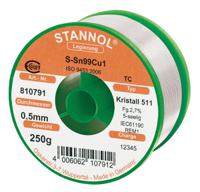 810791 Stannol Wire, 0.5mm Lead Free Solder, 227°C Melting Point