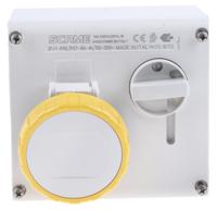 5051670 Scame Right Angle Switchable IP66, IP67 Industrial Interlock Socket 2P+E, Earthing Position 4h, 16A, 130 V
