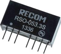 rso-0533s Recom RSO DC-DC Converter, 3.3V dc/ 300mA Output, 4.5 → 9 V dc Input, 1W, Through Hole, +85°C Max Temp -40°C Min