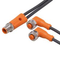 evc496 ifm electronic Male 3 way M12 to Female 5 way M12 Communication Cable, 0.15 m