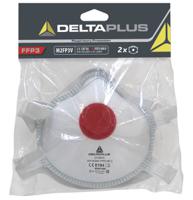 m2fp3v Delta Plus M1300 Series Disposable Face Mask for General Purpose Protection, FFP3, Valved, Moulded 2 per Package