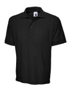 uc102blk-m Uneek UC102 Black Cotton, Polyester Polo Shirt, UK- 40 → 42in, EUR- 101 → 107cm
