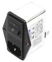 rip0442h2 Deltron 4A, 250 V ac/dc Male Panel Mount IEC Filter 2 Pole RIP0442H2, Tab 1 Fuse
