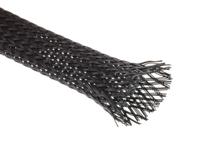 408-283 RS PRO Expandable Braided PET Black Cable Sleeve, 12mm Diameter, 30m Length