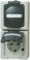 131456008 Kopp Grey 2 Gang Plug Socket, 2+E Poles, 16A, Type F - German Schuko, Outdoor Use