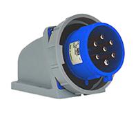 2453297-7 Scame, Optima IP67 Red Wall Mount 6P + E Right Angle Industrial Power Plug, Rated At 32A, 415 V