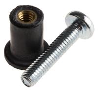 r-rnt-m4x20 RawlPlug Black Rubber, Steel Wall Plug, 12.6mm Length, 8mm Fixing Hole Diameter