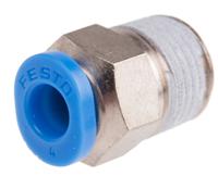 qsm-18-4 Festo QS Series Straight Threaded Adaptor, R 1/8 Male to Push In 4 mm, Threaded-to-Tube Connection Style, 153305