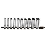 rel40u Facom 11-Piece Imperial 1/4 in Deep Socket Set , 12 point