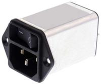 dc122102001 Schurter 2A, 250 V ac Male Panel Mount Filtered IEC Connector DC12.2102.001