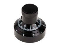 502-174 RS PRO 7.2mm Black Potentiometer Knob for 6.35mm Shaft Splined