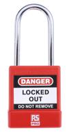 175-1180 RS PRO Red 1-Lock ABS, Steel Safety Lockout Padlocks, 5mm Shackle, 46mm Attachment