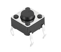 13019303 Schurter IP40 Black Button Tact Switch, SPST 0.05VA 7mm Through Hole