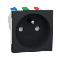nu305954 Schneider Electric Anthracite 1 Gang Plug Socket, 2 Poles, 16A, French 2P