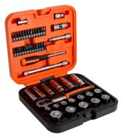 s51mc3h Bahco 51-Piece Metric 1/4, 3/8 Bit Socket Set with Ratchet, Square