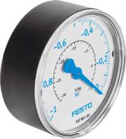 vam-40-v10-r18-en Festo R 1/8 Analogue Pressure Gauge 0bar Back Entry 40mm Outside Diameter