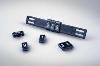 03680100093p SES Sterling PLIO M-65 PP MDE Slide On Cable Markers, White on Blue, Pre-printed "P", 9 → 109mm Cable,