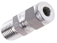 m6msc14n-316 Parker Stainless Steel Pipe Fitting, Straight Coupler, Male NPT 1/4in
