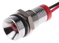 723-9303 RS PRO Red Panel Mount Indicator, 2V dc, 8mm Mounting Hole Size, Lead Wires Termination, IP67