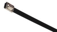 111-00288-mbt5sfc-spss316-bk HellermannTyton Cable Tie, Roller Ball, 127mm x 4.6 mm, Black Polyester Coated Stainless Steel, Pk-100