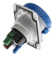 pky16f723 Schneider Electric, PratiKa IP67 Blue Panel Mount 2P + E Right Angle Industrial Power Socket, Rated At 16A, 230 V