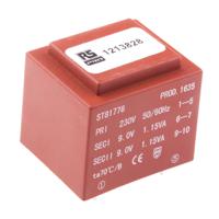 121-3828 RS PRO 2 x 9V ac 2 Output PCB Mount PCB Transformer, 2.3VA