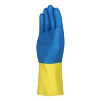 skg00075dd Skytec Blue, Yellow Cotton Flock Cotton Glove, Natural Rubber Coating
