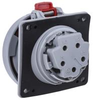 5-553-89 Legrand, P17 Tempra Pro IP66, IP67 Red Panel Mount 3P + N + E Industrial Power Socket, Rated At 16A, 415 V