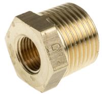 0163-17-10 Legris Brass Pipe Fitting, Straight Threaded Reducer, Male R 3/8in to Female G 1/8in